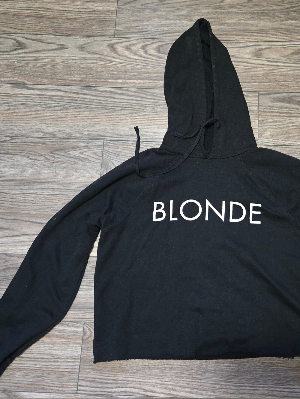 Brunette The Label Black 'BLONDE' Cropped Hoodie